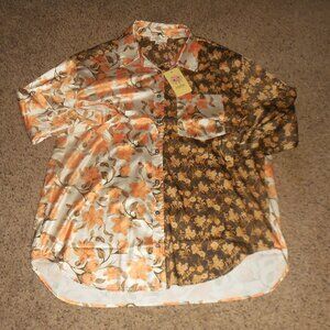 NWT Entro Button Down Oversized Blouse S M L